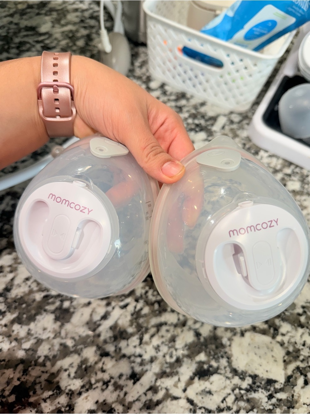 Momcozy Pink Breast Milk Storage Cups - Set of 2